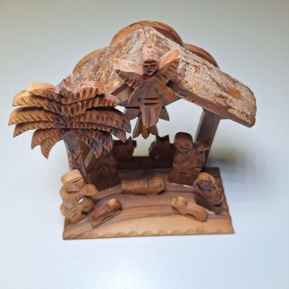Olive Wood Nativity Scene Holy Land Handmade Mary Jesus Rustic Christian - Picture 10 of 12